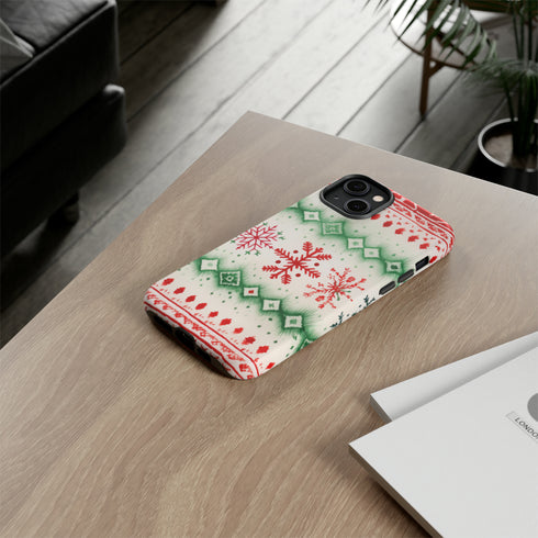 Icelandic Watercolor inspired by Christmas Sweaters - Impact Resistant Phone Case